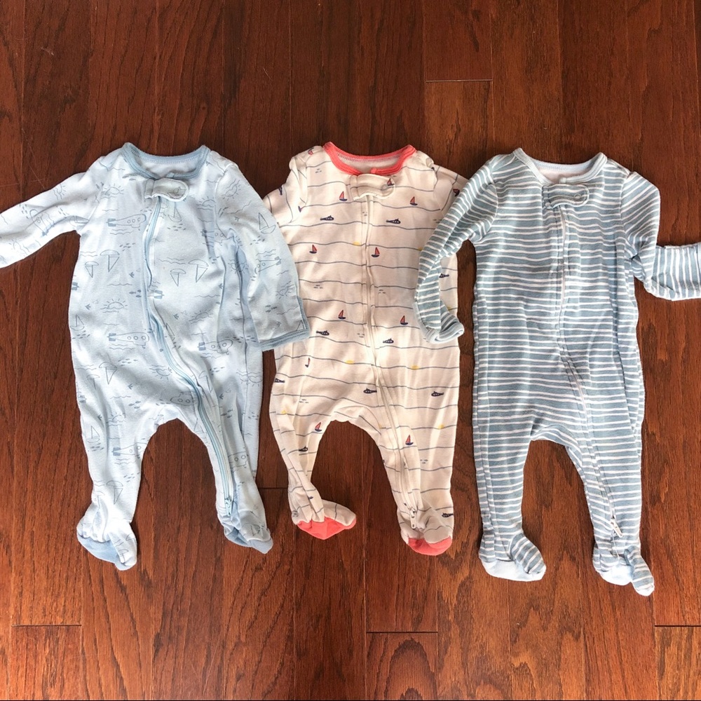 3/$15 Cloud Island Footie Pajamas size 0-3 months